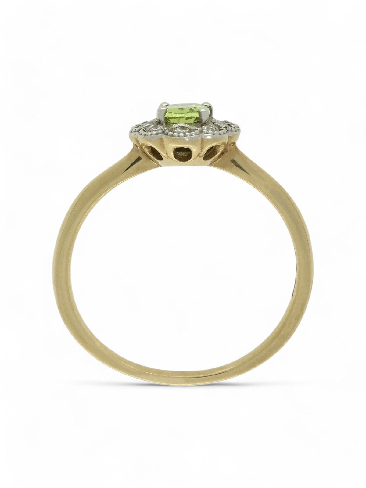 Peridot & Diamond Cluster Ring in 9ct Yellow & White Gold