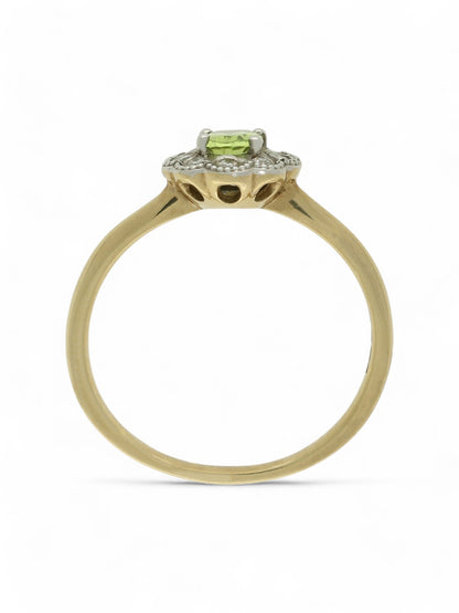 Peridot & Diamond Cluster Ring in 9ct Yellow & White Gold