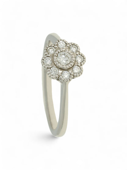Diamond Cluster Ring 0.33ct Round Brilliant Cut in 9ct White Gold