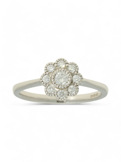 Diamond Cluster Ring 0.33ct Round Brilliant Cut in 9ct White Gold