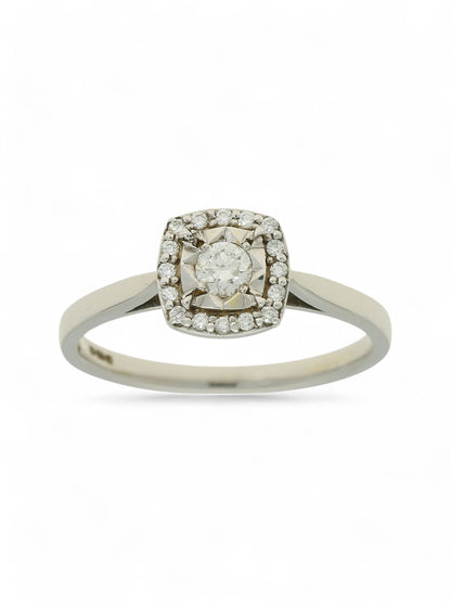 Diamond Cushion Shaped Cluster Ring in 9ct White Gold