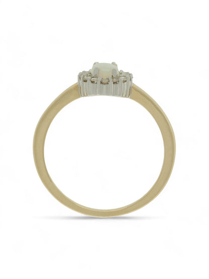 Opal & Diamond Halo Cluster Ring in 9ct Yellow Gold