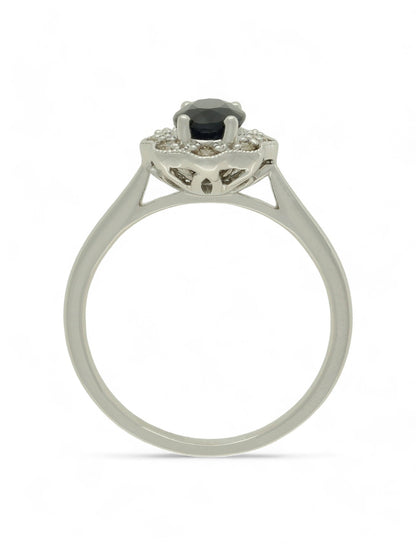 Sapphire & Diamond Fancy Flower Cluster Ring in 9ct White Gold