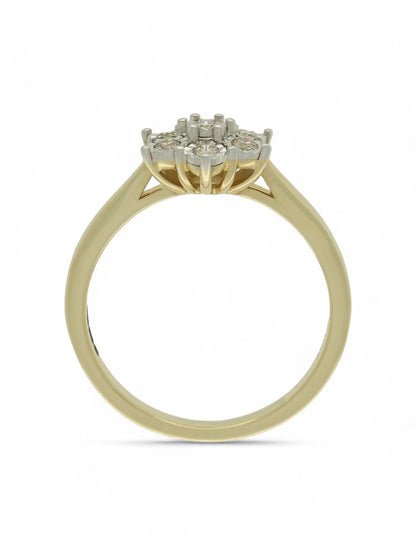Diamond Cluster Ring 0.17ct Round Brilliant Cut in 9ct Yellow & White Gold