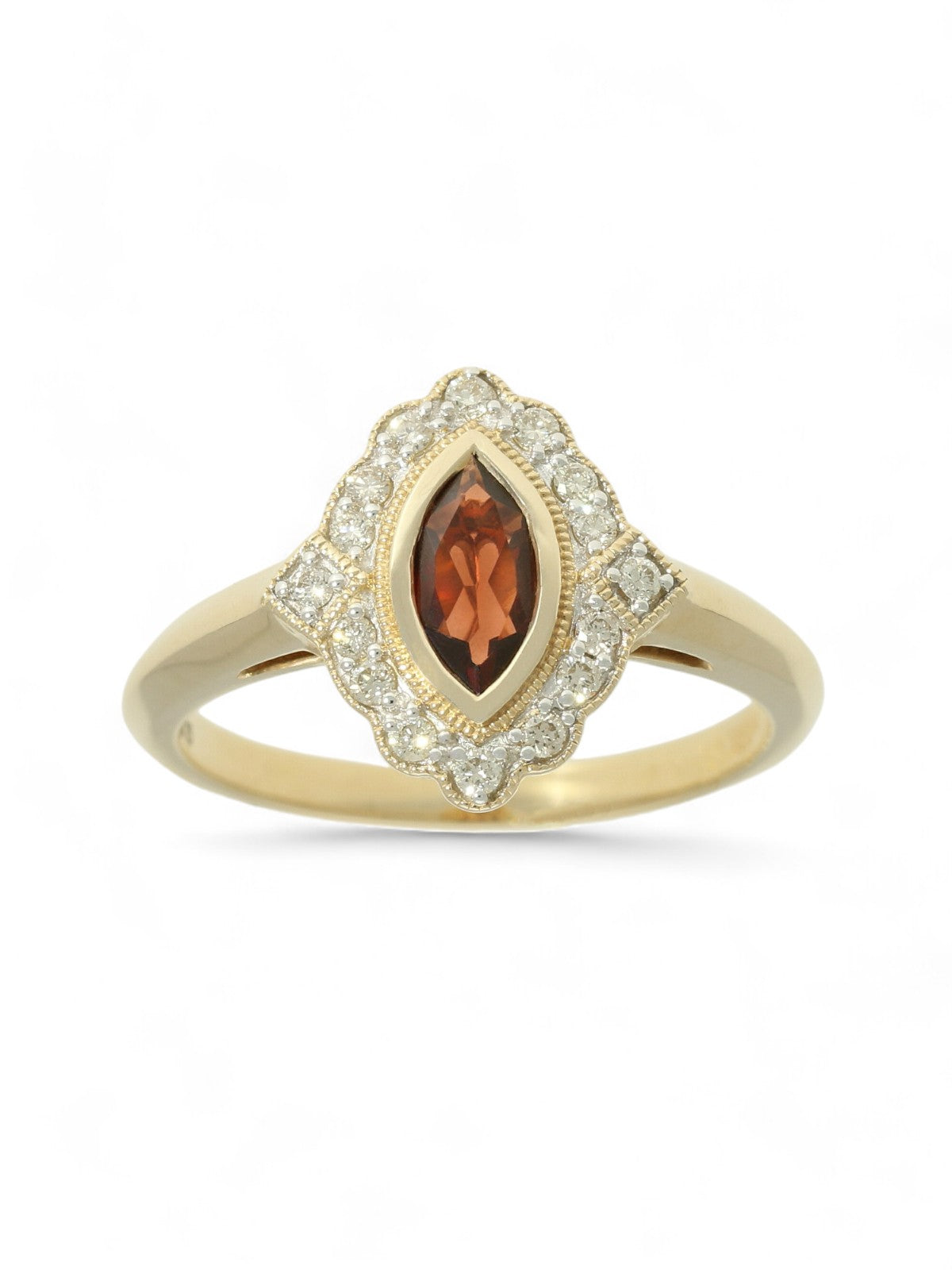 Garnet & Diamond Fancy Cluster Ring in 9ct Yellow Gold