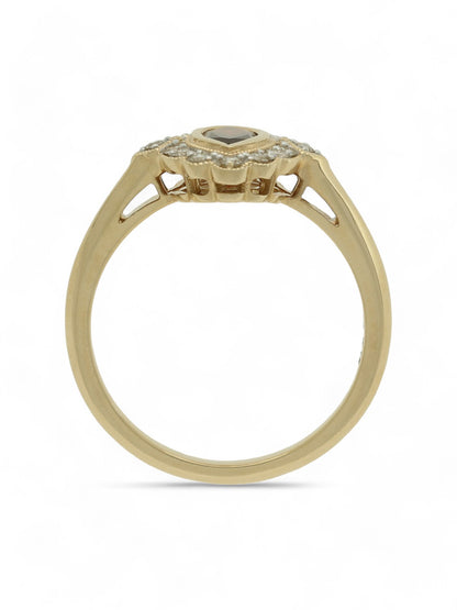 Garnet & Diamond Fancy Cluster Ring in 9ct Yellow Gold