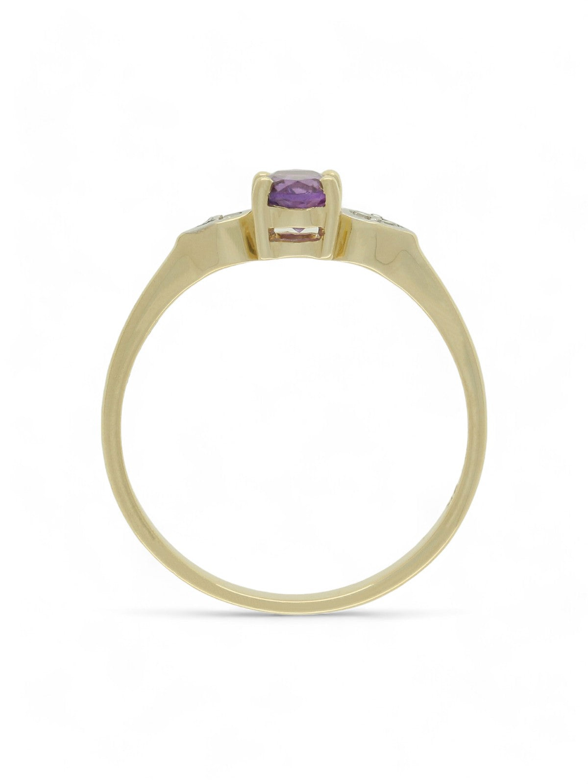 Amethyst & Diamond Five Stone Ring in 9ct Yellow Gold