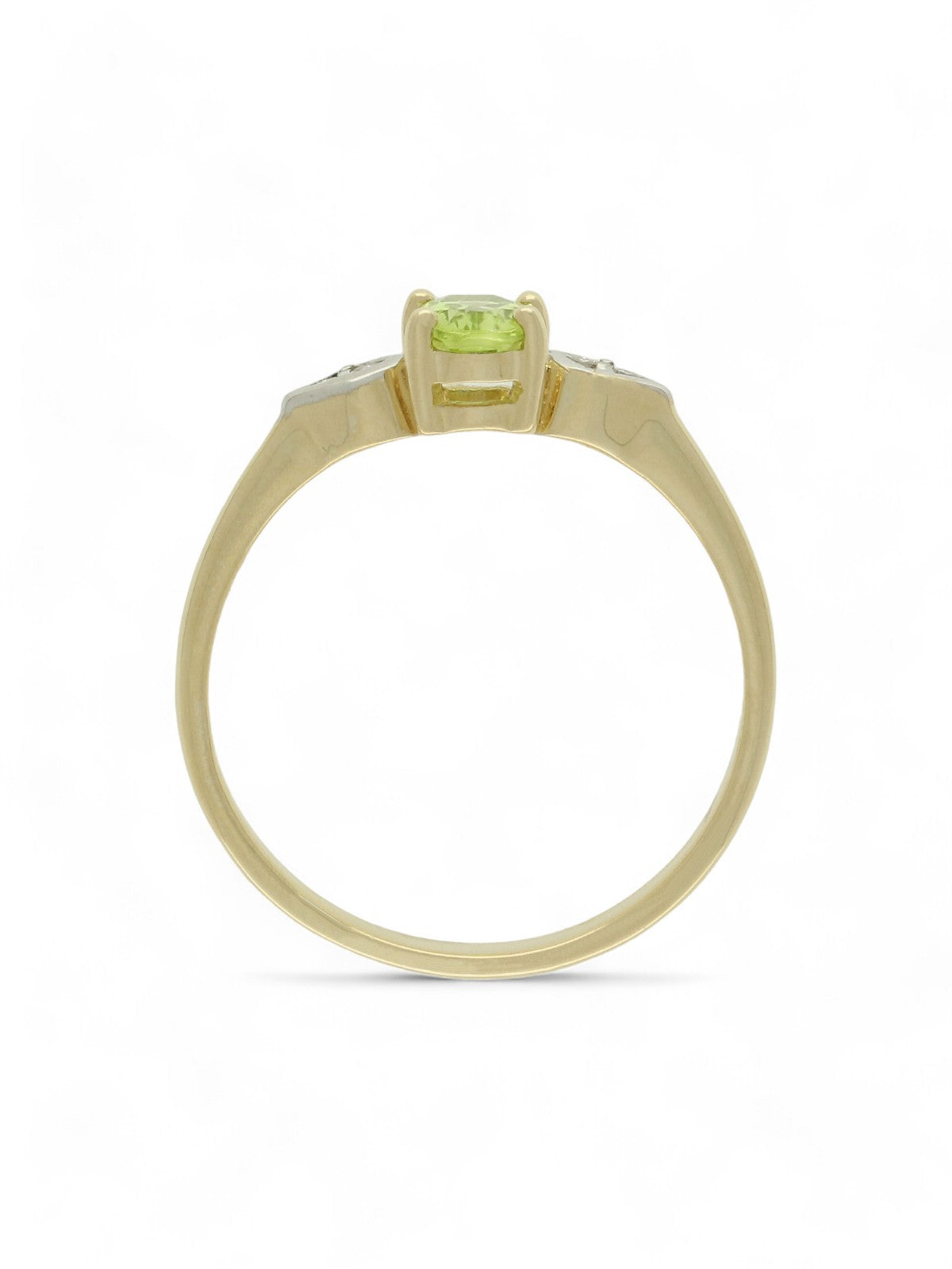 Peridot & Diamond Five Stone Ring in 9ct Yellow Gold