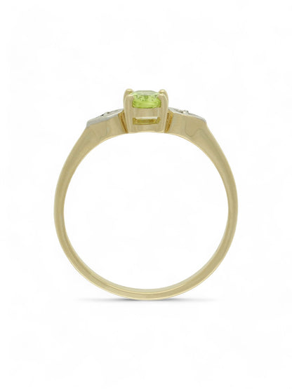 Peridot & Diamond Five Stone Ring in 9ct Yellow Gold