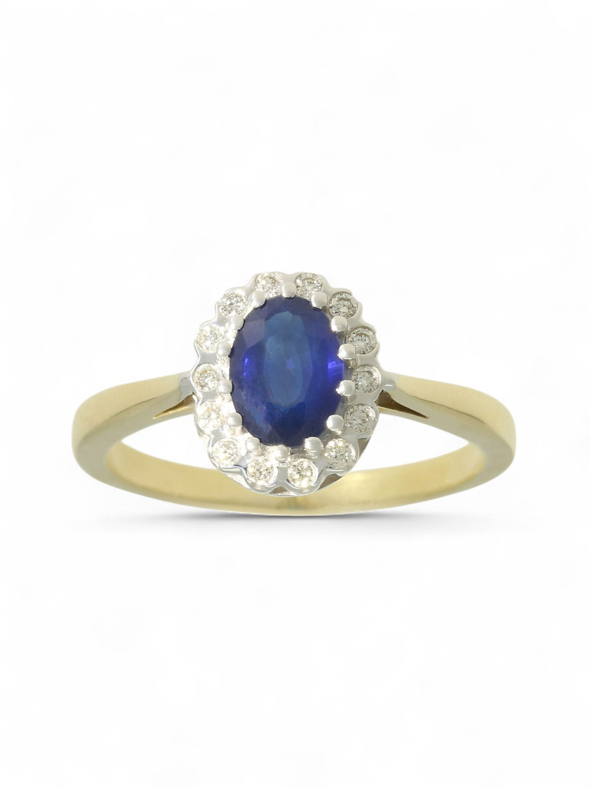 Sapphire & Diamond Cluster Ring in 9ct Yellow Gold
