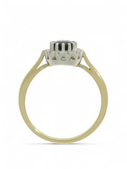 Sapphire & Diamond Cluster Ring in 9ct Yellow Gold