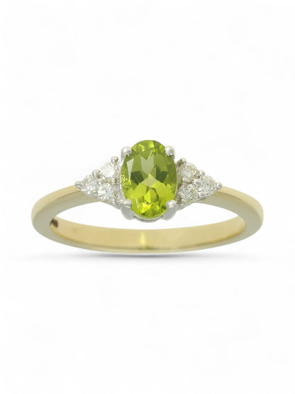Emerald & Diamond Trefoil Ring in 9ct Yellow Gold
