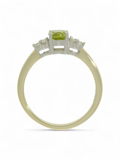 Emerald & Diamond Trefoil Ring in 9ct Yellow Gold