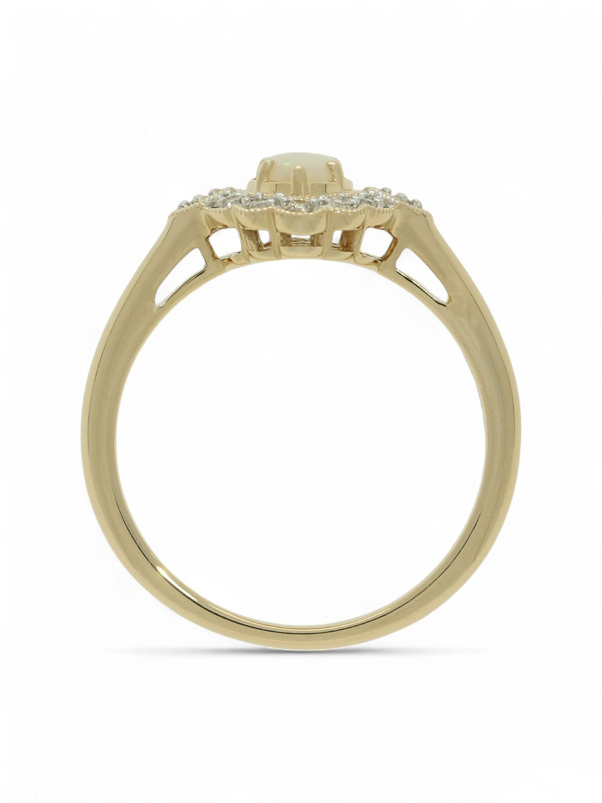 Opal & Diamond Cluster Ring in 9ct Yellow Gold