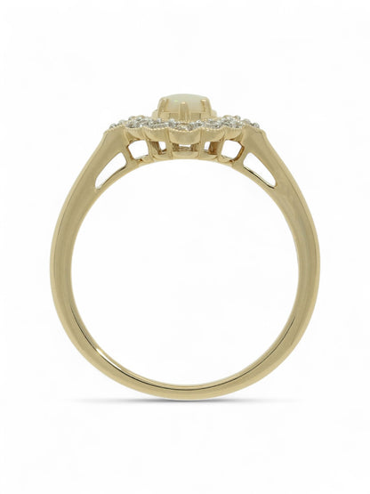 Opal & Diamond Cluster Ring in 9ct Yellow Gold