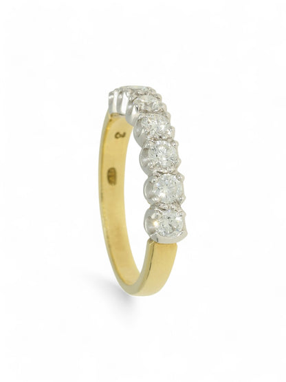 Diamond Half Eternity Ring 0.58ct Round Brilliant Cut in 18ct Yellow & White Gold