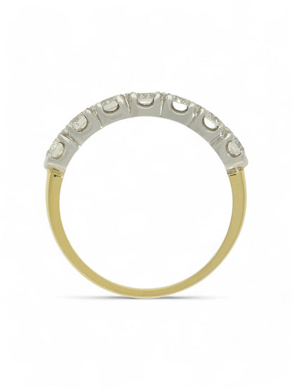 Diamond Half Eternity Ring 0.84ct Round Brilliant Cut in 18ct Yellow & White Gold
