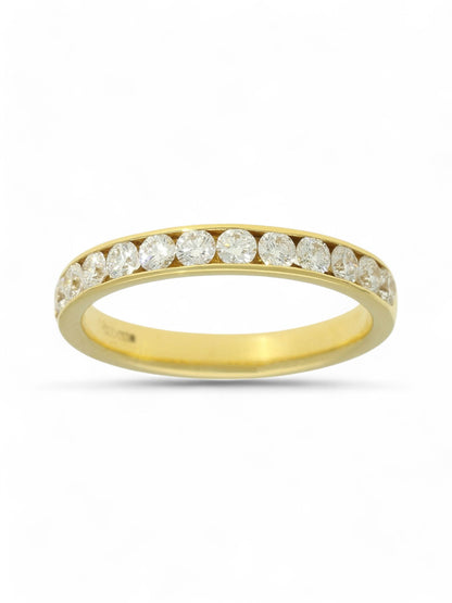 Diamond Half Eternity Ring Certificated 0.75ct Round Brilliant Cut in 18ct Yellow Gold