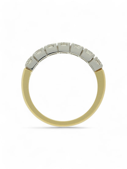 Diamond Half Eternity Ring 0.67ct Round Brilliant Cut in 18ct Yellow & White Gold