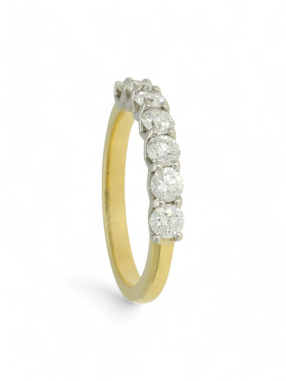 Diamond Half Eternity Ring 1.05ct Round Brilliant Cut in 18ct Yellow Gold & Platinum