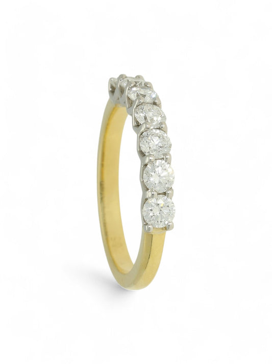 Diamond Half Eternity Ring 1.05ct Round Brilliant Cut in 18ct Yellow Gold & Platinum