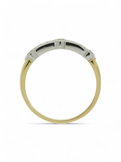Diamond Half Eternity Ring 0.75ct Emerald & Round Brilliant Cut in 18ct Yellow & White Gold