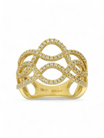 Diamond Crossover Ring Round Brilliant Cut in 18ct Yellow Gold