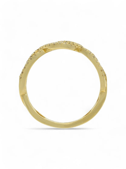 Diamond Crossover Ring Round Brilliant Cut in 18ct Yellow Gold