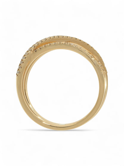 Diamond Crossover Ring Round Brilliant Cut in 18ct Rose Gold