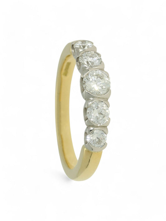 Diamond Five Stone Half Eternity Ring in 18ct Yellow Gold & Platinum