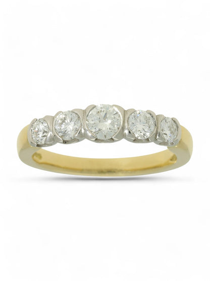 Diamond Five Stone Half Eternity Ring in 18ct Yellow Gold & Platinum