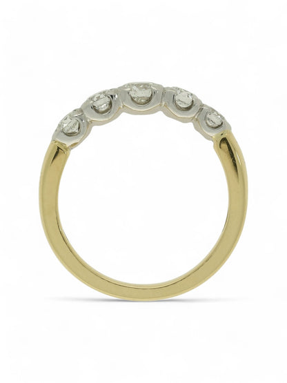 Diamond Five Stone Half Eternity Ring in 18ct Yellow Gold & Platinum