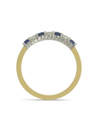 0.27ct Round Brilliant Cut Sapphire & 0.16ct Round Brilliant Cut Diamond Half Eternity Ring in 18ct Yellow & White Gold