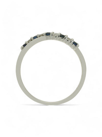 Sapphire & Diamond Half Eternity Ring in 18ct White Gold