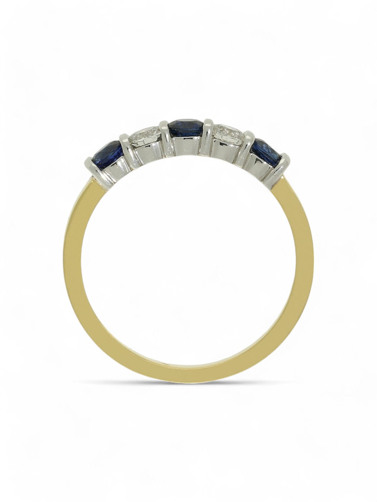 Sapphire & Diamond Half Eternity Ring in 18ct Yellow & White Gold