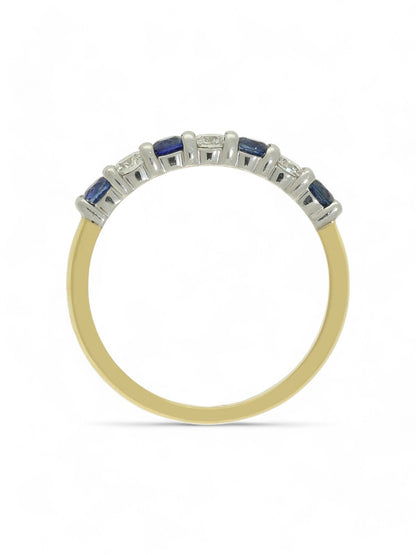 0.47ct Round Brilliant Cut Sapphire & 0.28ct Round Brilliant Cut Diamond Half Eternity Ring in 18ct Yellow & White Gold