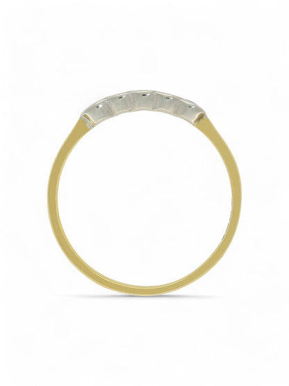 Amethyst & Diamond Five Stone Ring in 18ct Yellow & White Gold