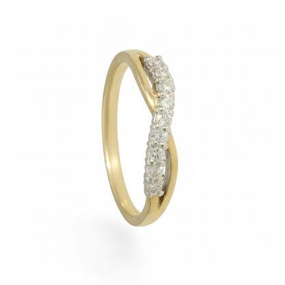 Diamond Crossover Half Eternity Ring with 0.33ct of Round Brilliant Diamonds in 9ct Yellow & White Gold