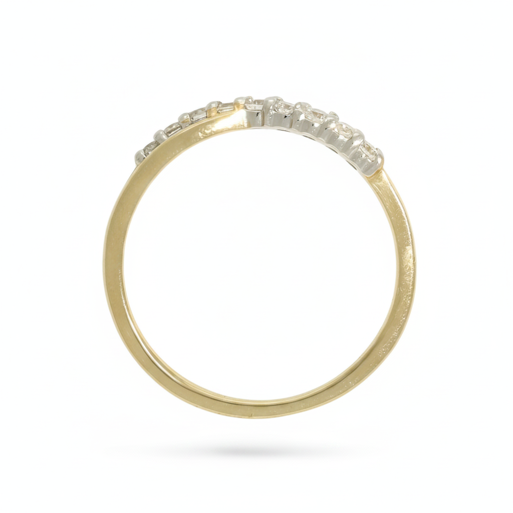 Diamond Crossover Half Eternity Ring with 0.33ct of Round Brilliant Diamonds in 9ct Yellow & White Gold