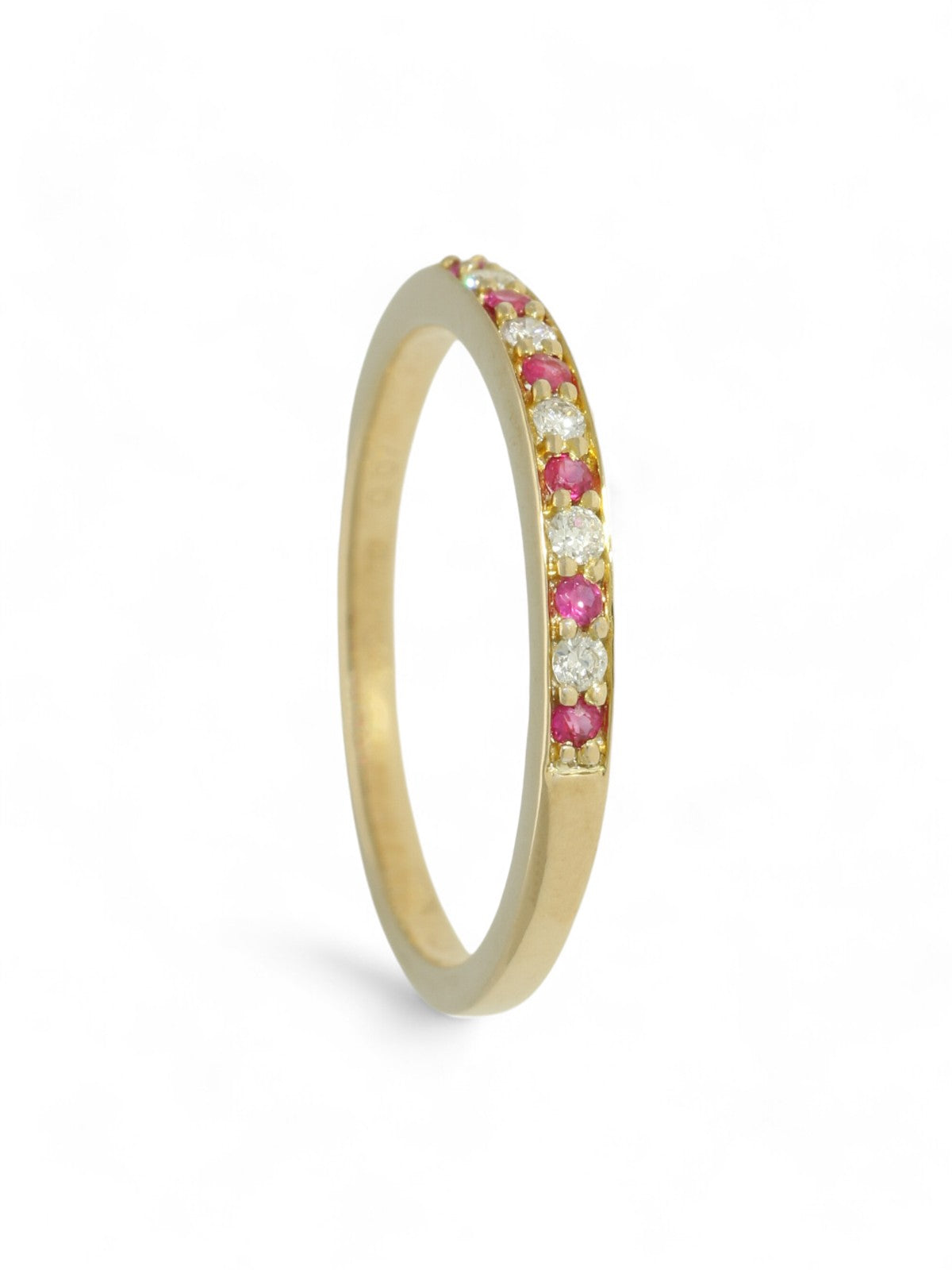 Ruby & Diamond Half Eternity Ring in 9ct Yellow Gold