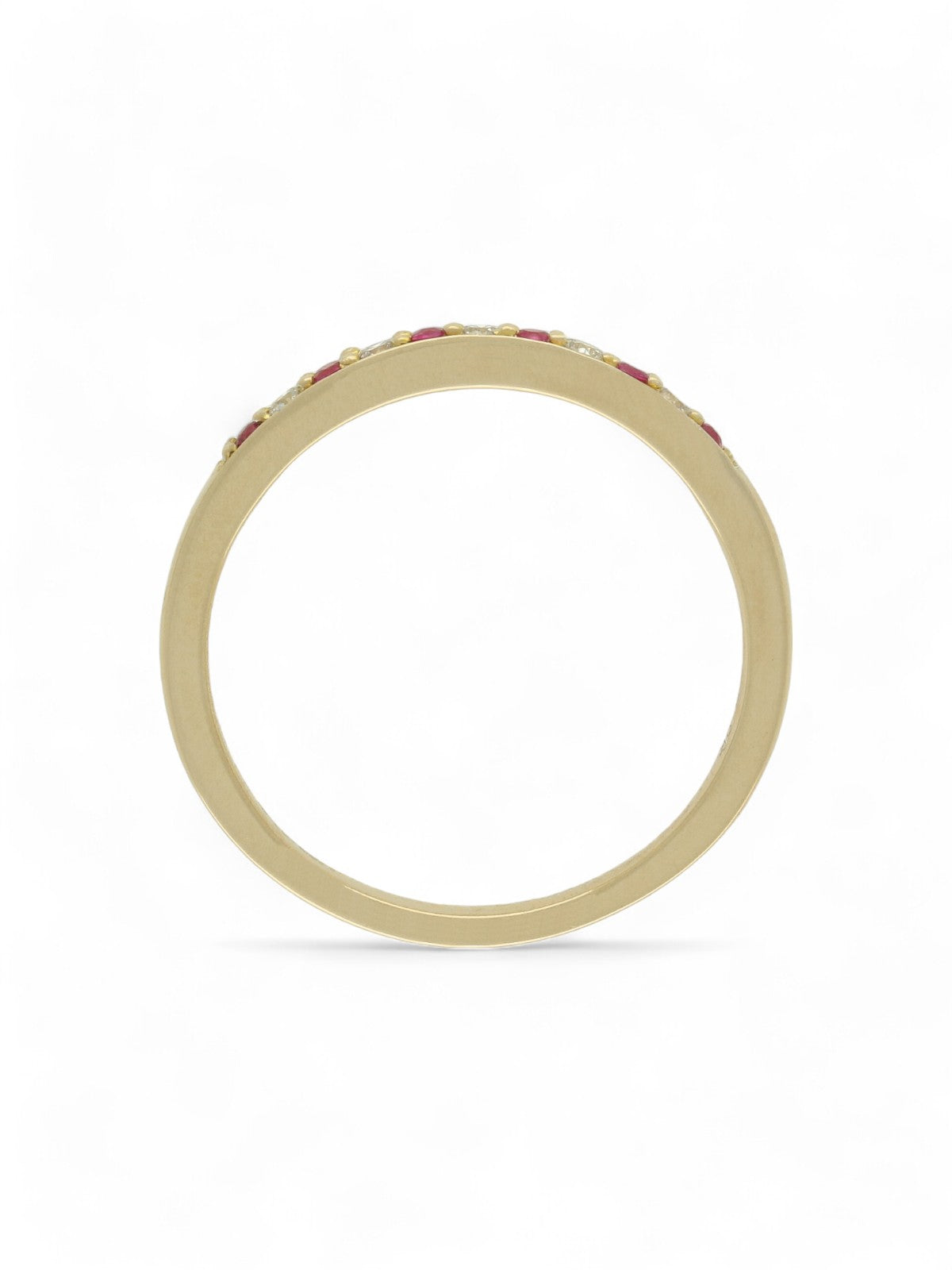 Ruby & Diamond Half Eternity Ring in 9ct Yellow Gold
