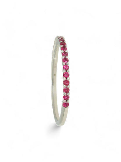 Ruby Half Eternity Ring in 9ct White Gold