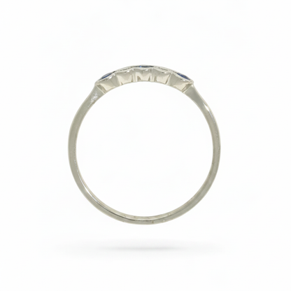 Sapphire & Diamond 5 Stone Ring with 0.12ct of Round Brilliant Diamonds in 9ct White Gold