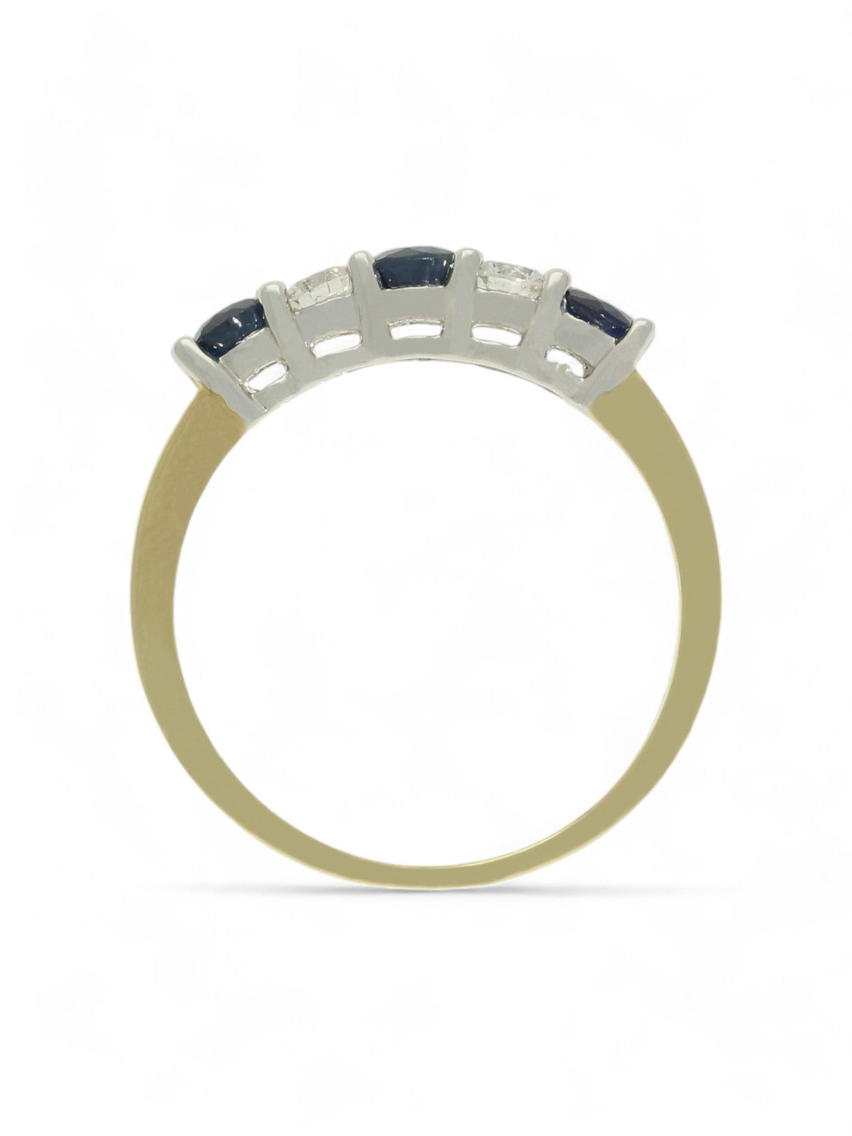 Sapphire & Diamond Five Stone Ring in 9ct Yellow & White Gold