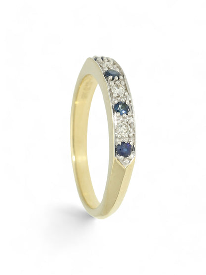 Sapphire & Diamond Half Eternity Ring in 9ct Yellow Gold