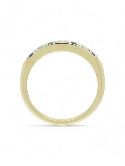 Sapphire & Diamond Half Eternity Ring in 9ct Yellow Gold