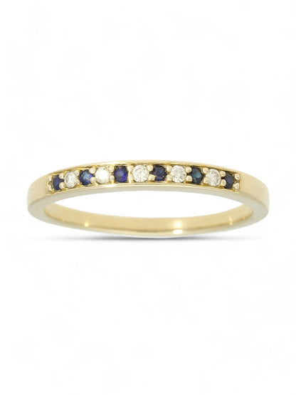 Sapphire & Diamond Half Eternity Ring in 9ct Yellow Gold