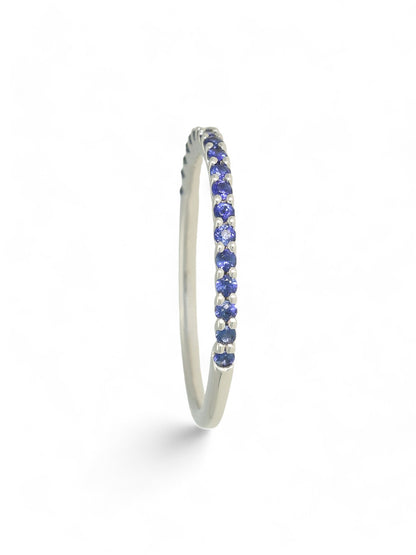 0.30ct Round Brilliant Cut Sapphire Half Eternity Ring in 9ct White Gold
