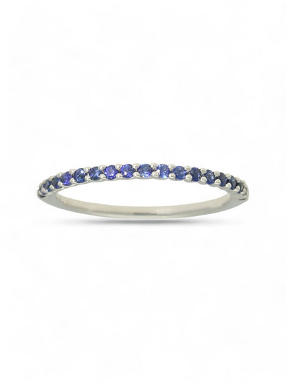 0.30ct Round Brilliant Cut Sapphire Half Eternity Ring in 9ct White Gold