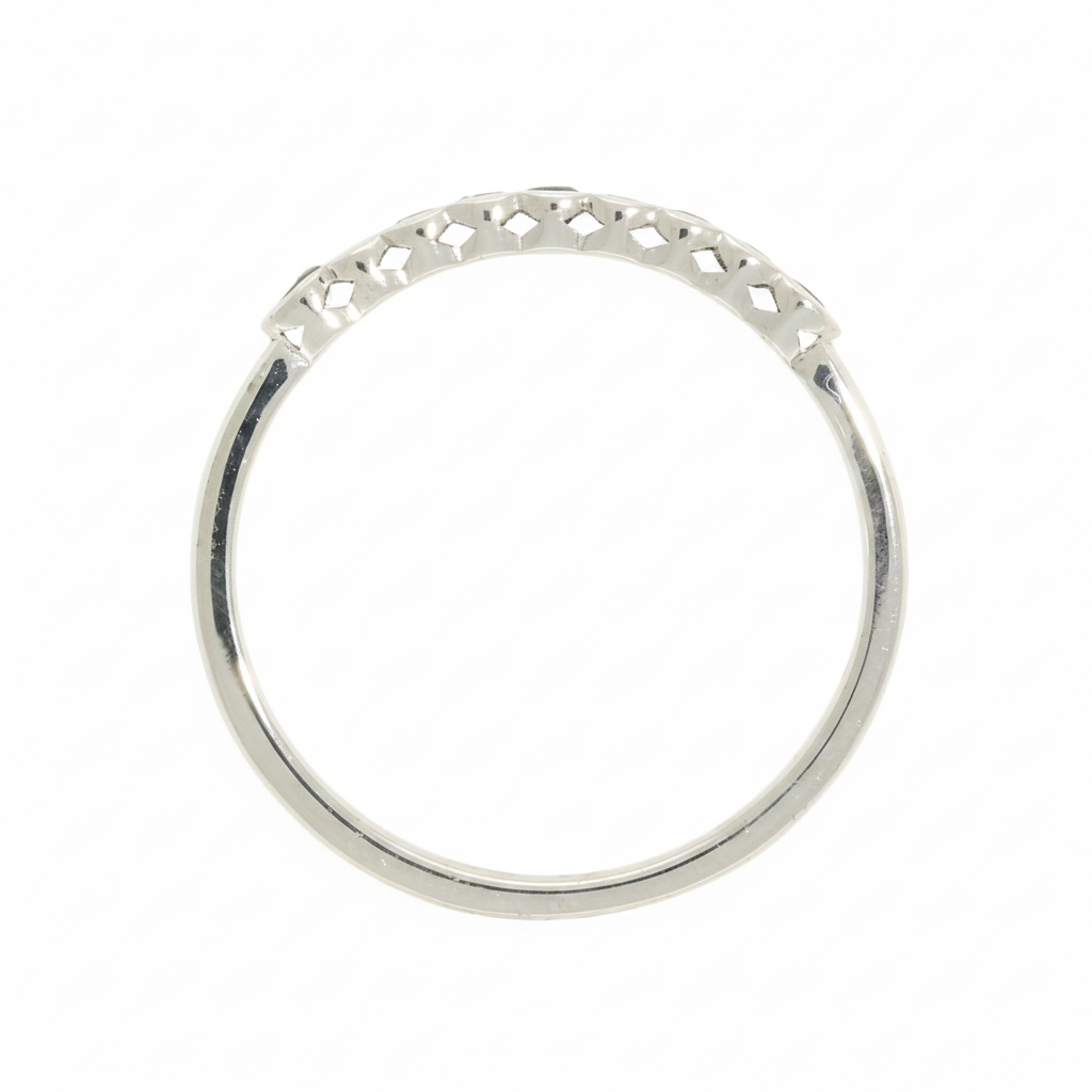Sapphire & Diamond Half Eternity Ring with 0.12ct of Round Brilliant Diamonds in 9ct White Gold